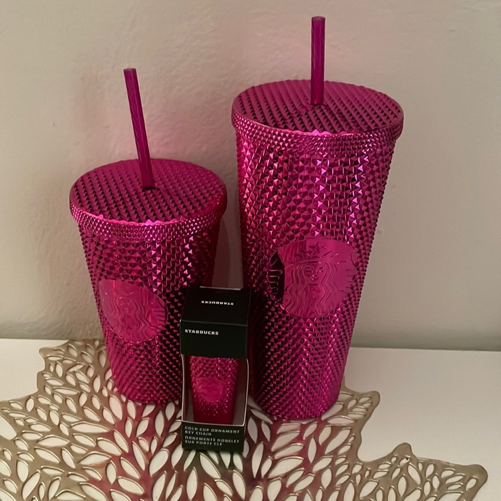 NEW Starbucks Holiday 2022 Sangria Metallic Bling Studded Cold Cup Tumbl…